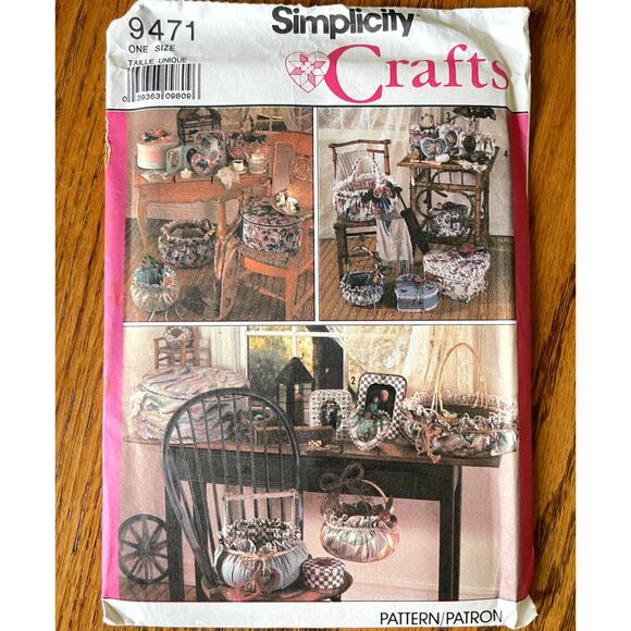 UNCUT Vintage 1980s Simplicity 9471 Sewing Pattern Decorative Frame Box Basket - Picture 1 of 2